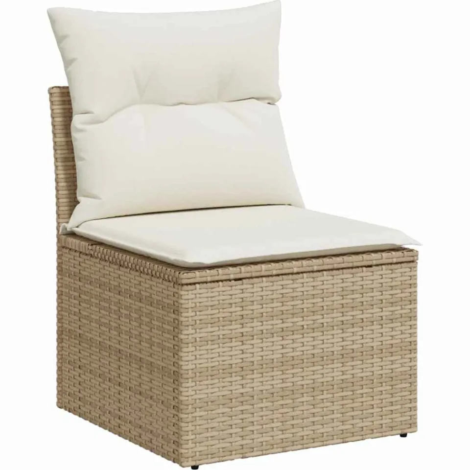 vidaXL Tuin Sofa Set Beige poly rattan, foto 4