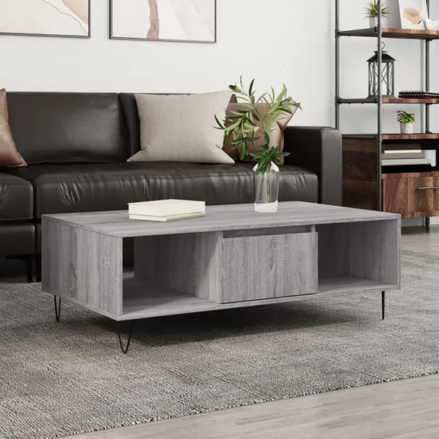 vidaXL Salontafel 104x60x35 cm bewerkt hout grijs sonoma, foto 2