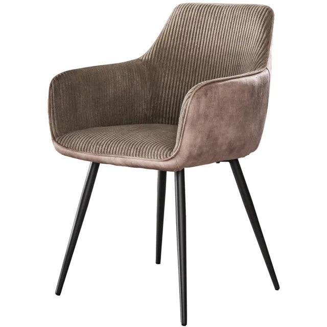 Giga Living Giga Meubel Eetkamerstoel Rib - Zand Ribstof - Set van 2