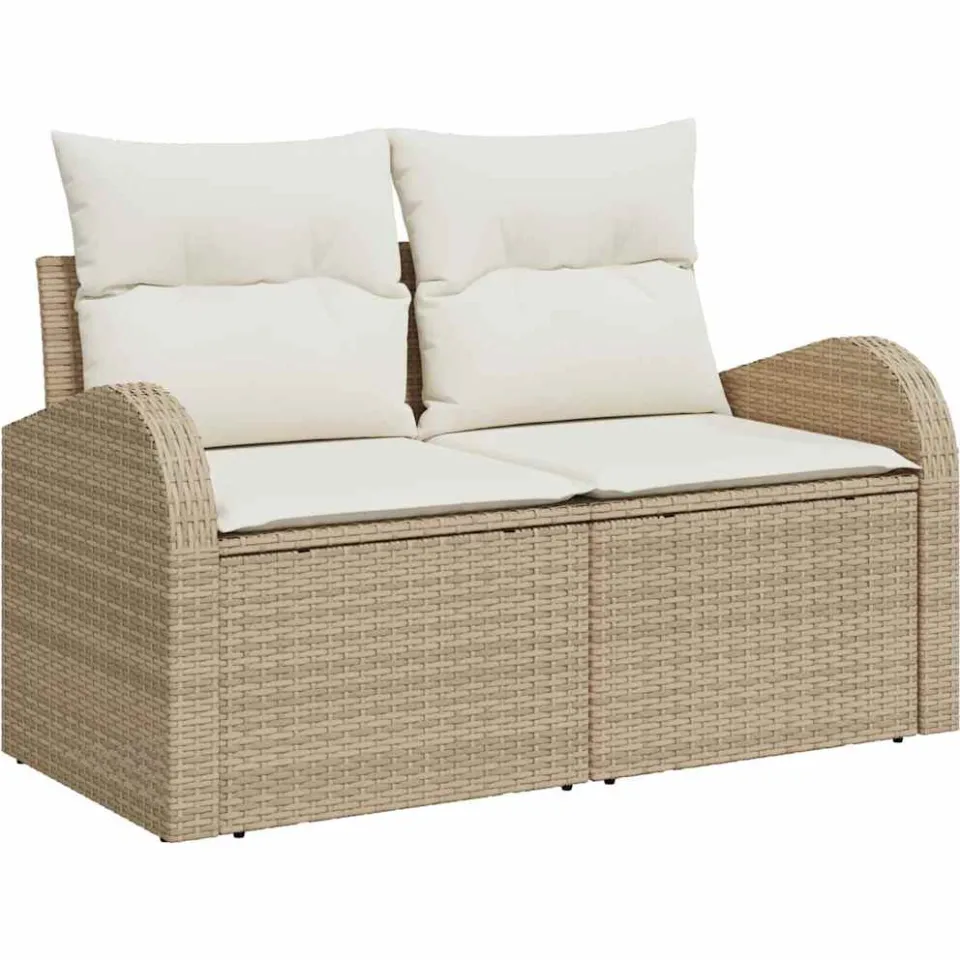 vidaXL Tuin Sofa Set Beige poly rattan, foto 4
