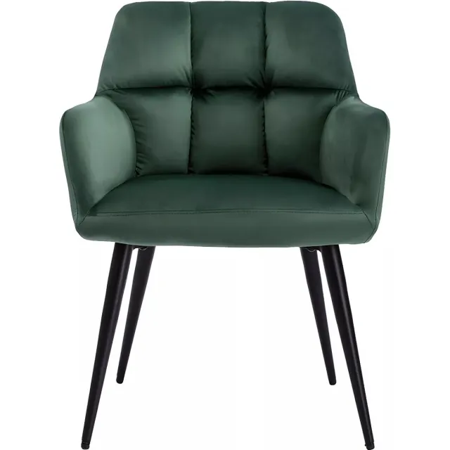 Vente-unique Set van 2 stoelen PEGA - Met armleuningen - Fluweel en metaal - Groen Dennengroen