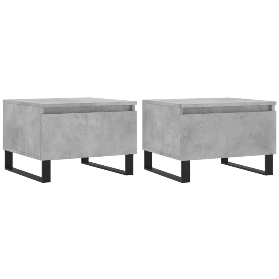 vidaXL Salontafels 2 st 50x46x35 cm bewerkt hout betongrijs grijs, foto 3