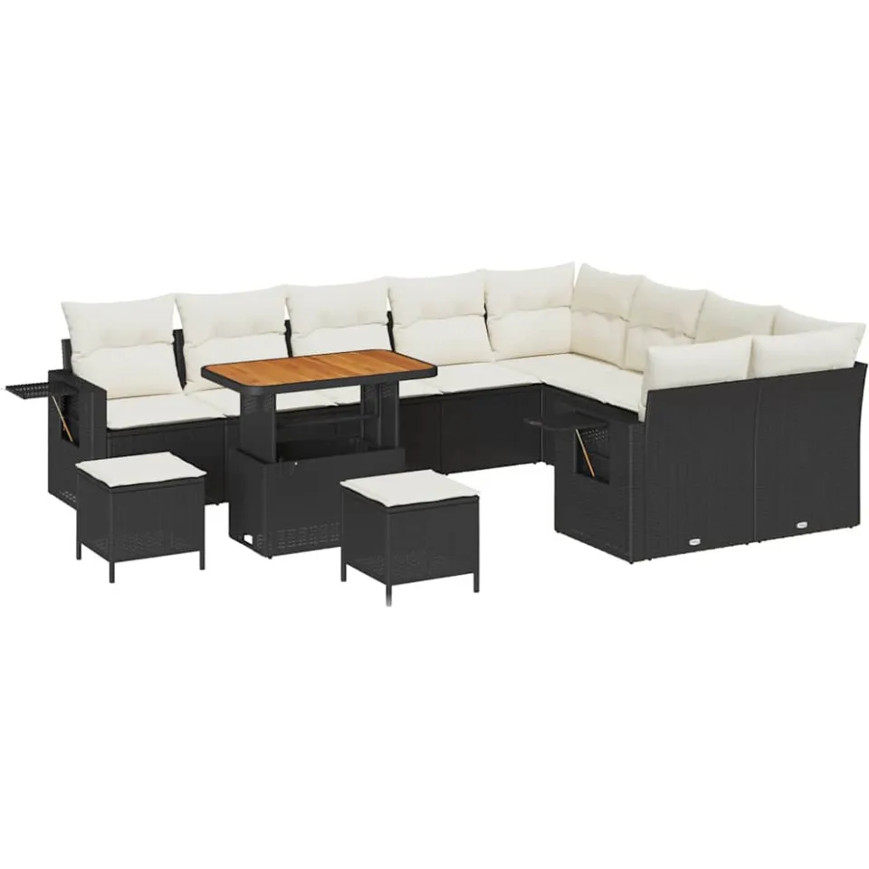 vidaXL Tuinbankenset 12 st Zwart poly rattan