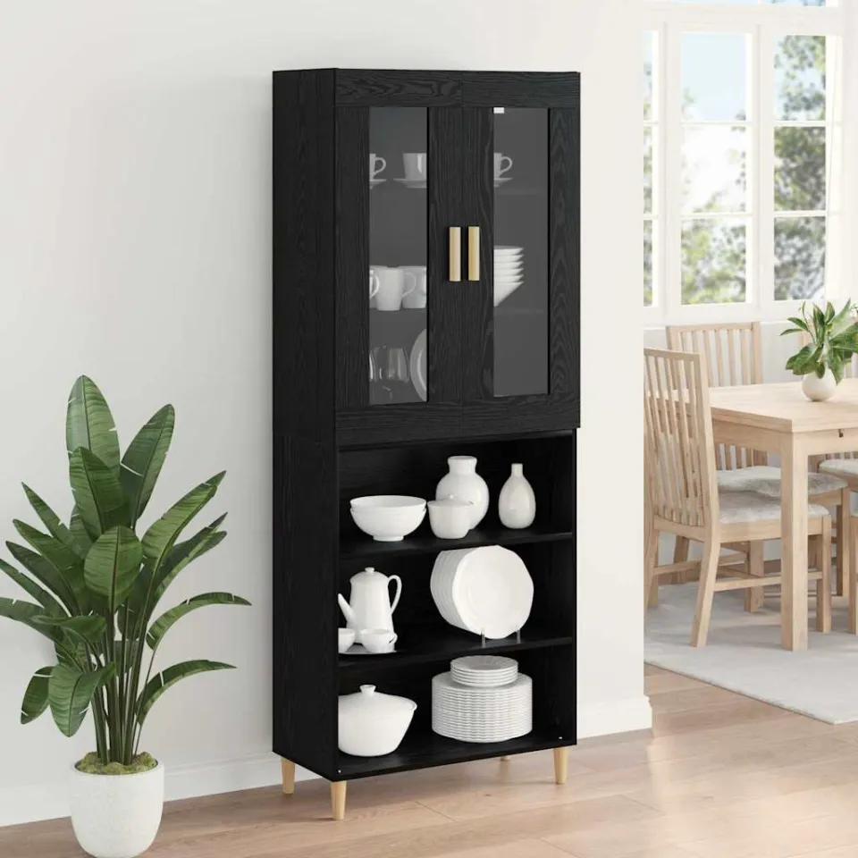 vidaXL Hoge kast Zwart Eiken 69,5 x 34 x 180 cm, foto 4