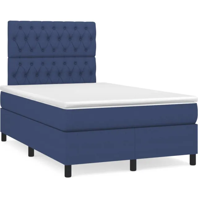vidaXL Boxspring met matras en LED stof blauw 120x190 cm