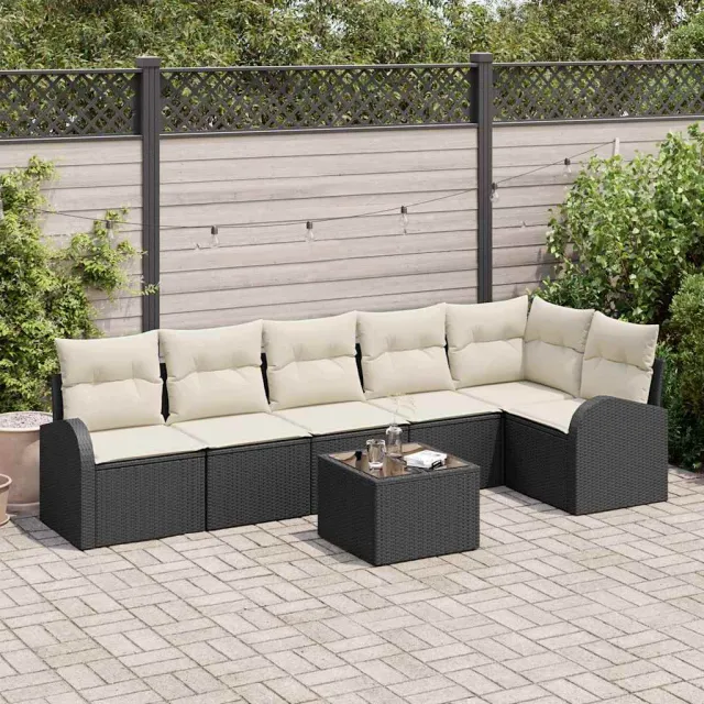 vidaXL Tuin Sofa Set 7 st Zwart poly rattan