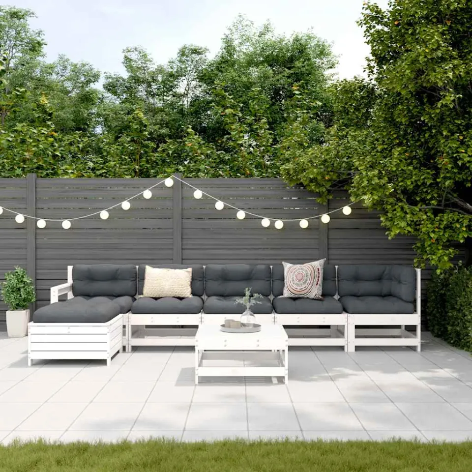 vidaXL 7-delige Loungeset massief grenenhout wit, foto 2
