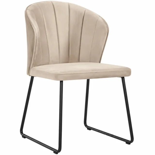 Decorloo Ferrara Eetkamerstoel - Beige - Fluweel - Velvet - Industrieel - Met armleuning - Easy Clean Stoffen - Hoge Kwaliteit