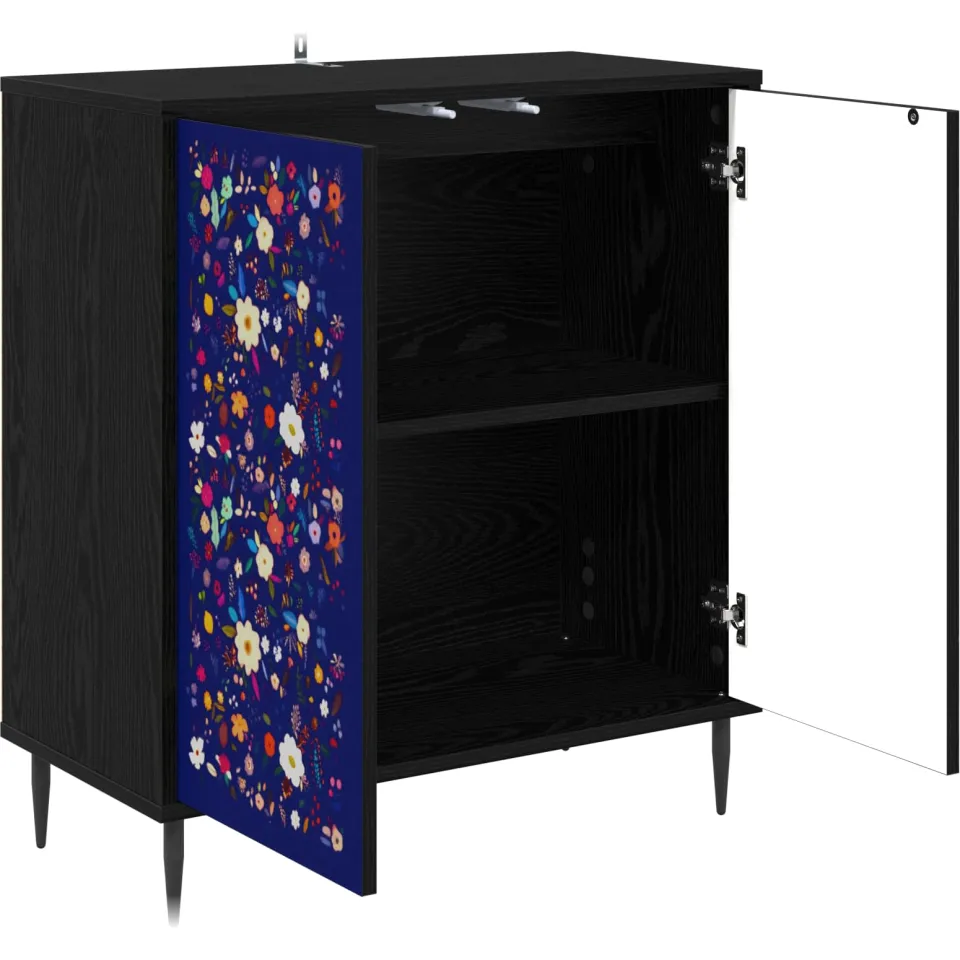 vidaXL Dressoir MAINZ Zwart eiken 69 x 33 x 76 cm Bewerkt hout