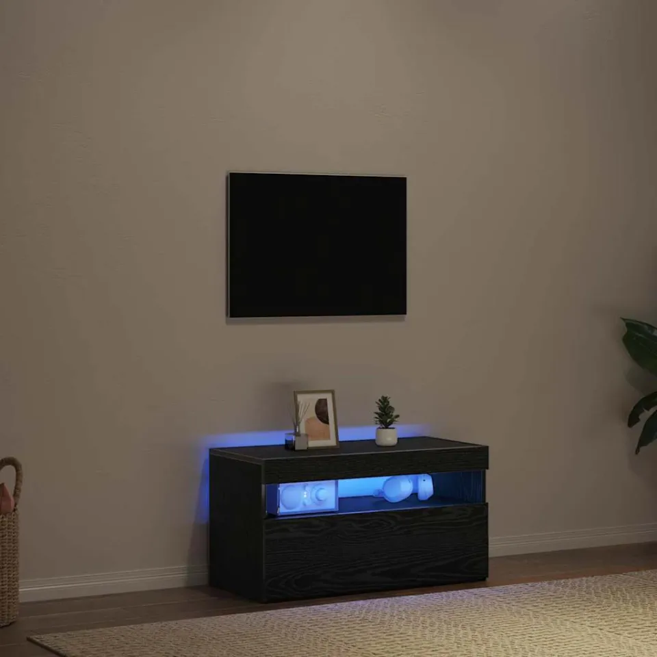 vidaXL TV-kast 75 x 35 x 40 cm Zwart Eiken Bewerkt hout, foto 4