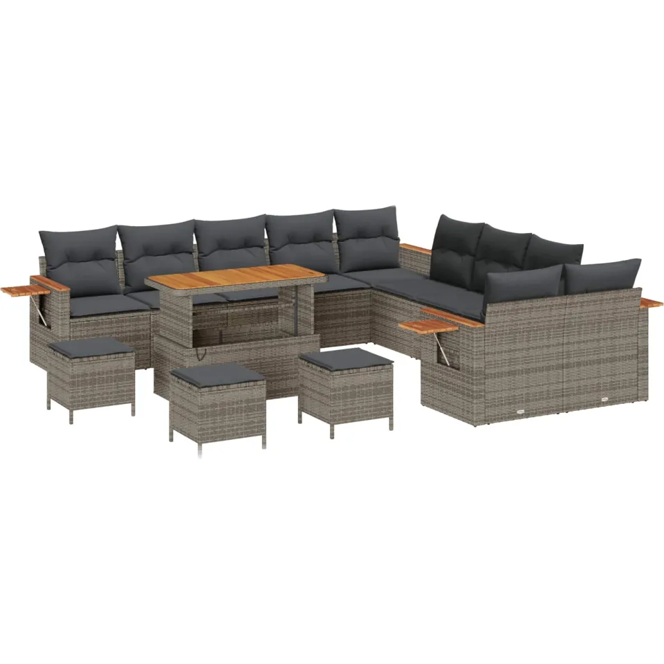 vidaXL Tuinbankenset 14 st Grijs poly rattan