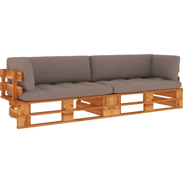vidaXL Tweezitsbank pallet met kussens honingbruin geïmpregneerd hout