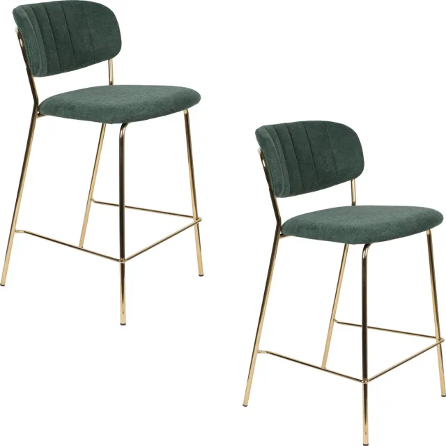 Housecraft Living Jolien Barkrukken 65 cm Goud/ Donkergroen - Set van 2