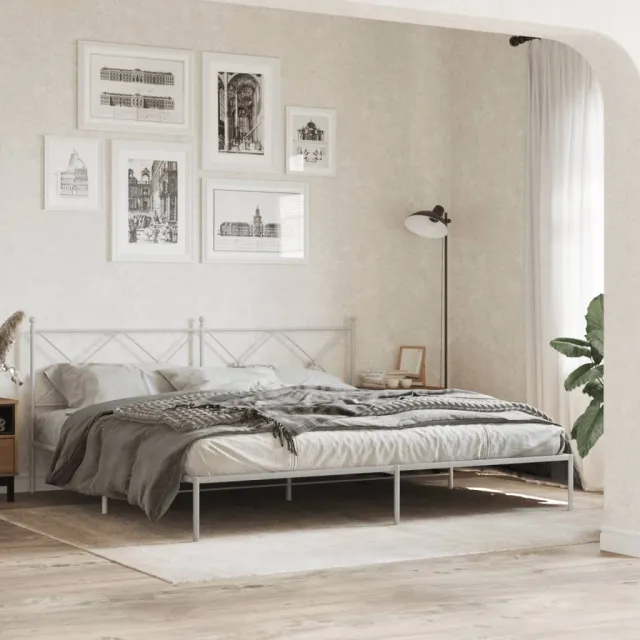 vidaXL Bedframe met hoofdbord metaal wit 200x200 cm