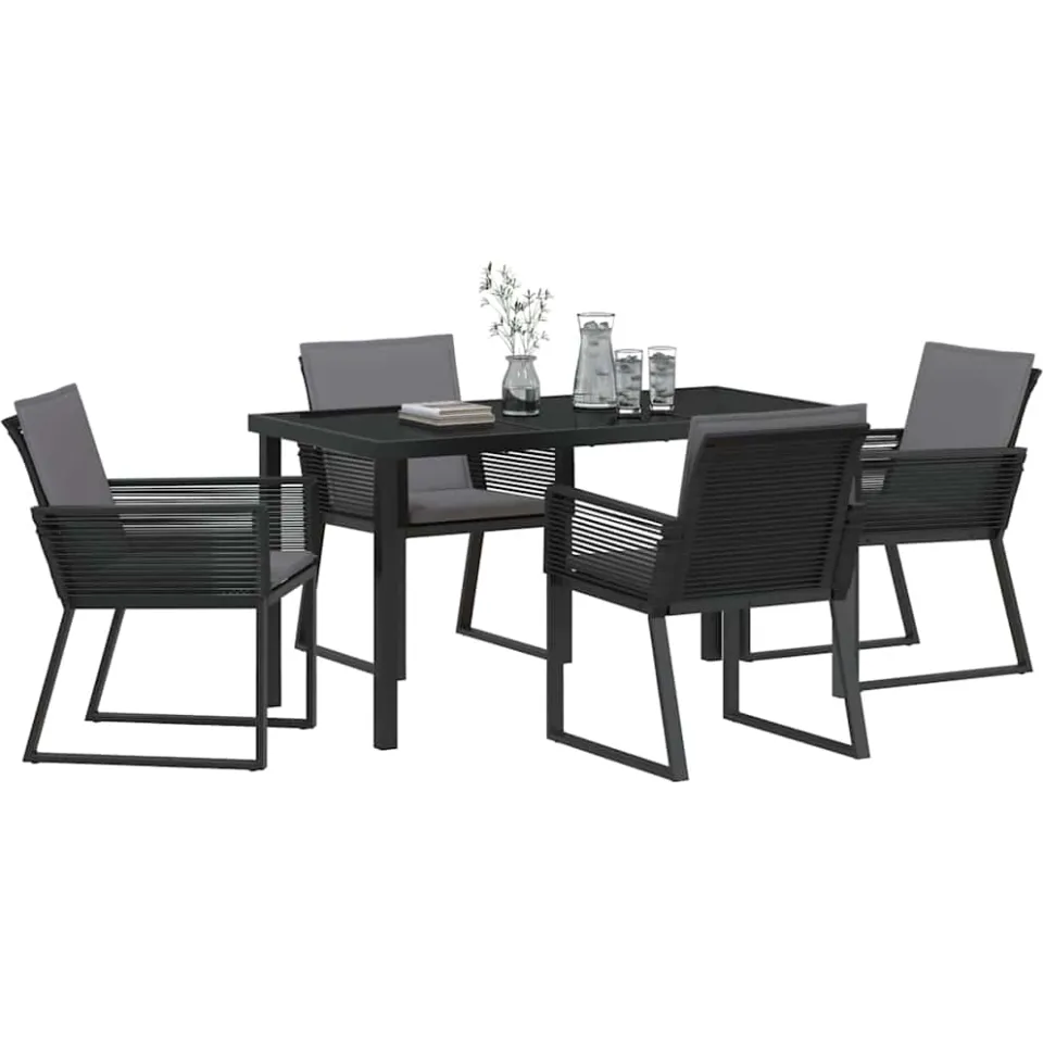 vidaXL Tuin eettafelset 5 st Zwart Gepoedercoat staal