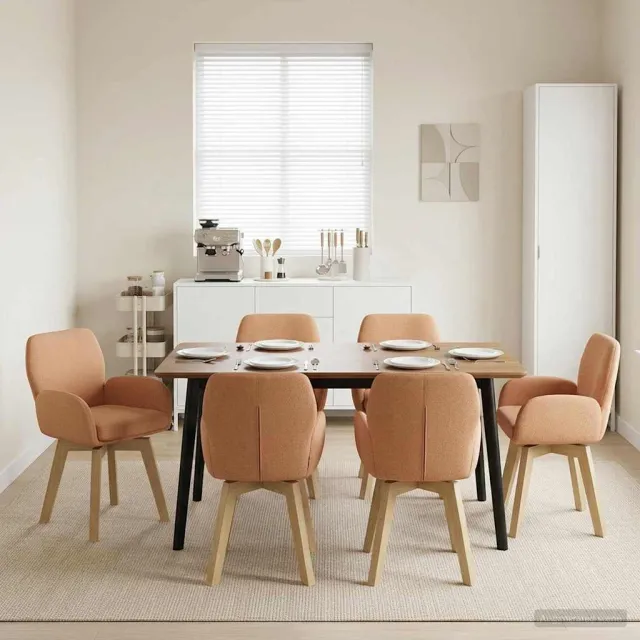 vidaXL Draai Eetstoelen 6 st Bouclé Beige 54 x 58 x 87 cm