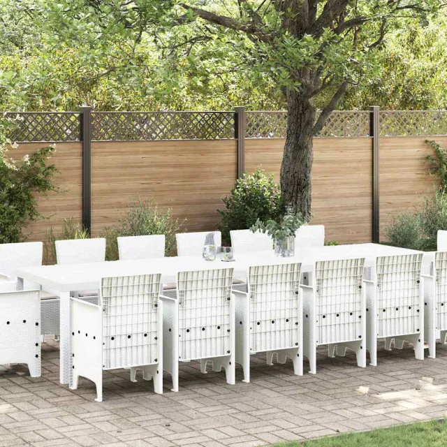 vidaXL Tuin Eetset 15 st Wit Polt riet, foto 2