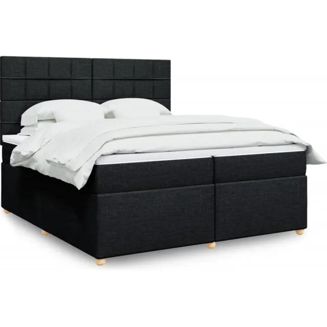 vidaXL Boxspring met matras stof zwart 200x200 cm