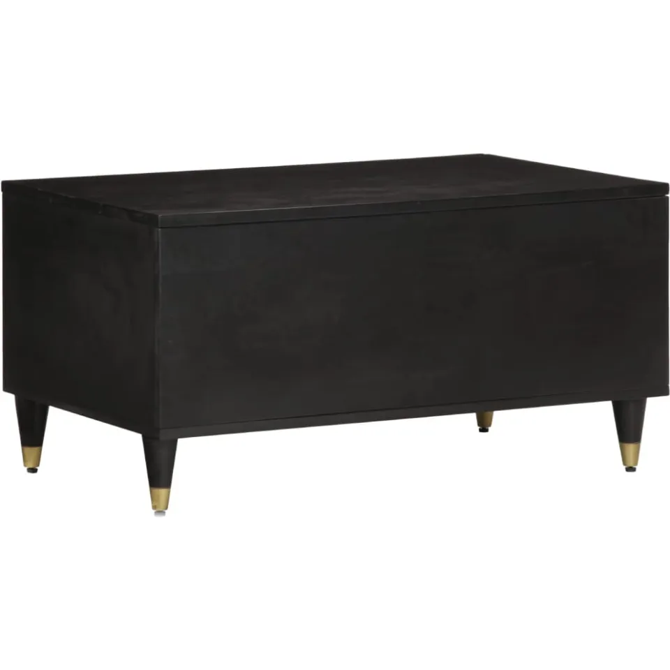 vidaXL Salontafel 80x50x40 cm massief mangohout zwart, foto 3