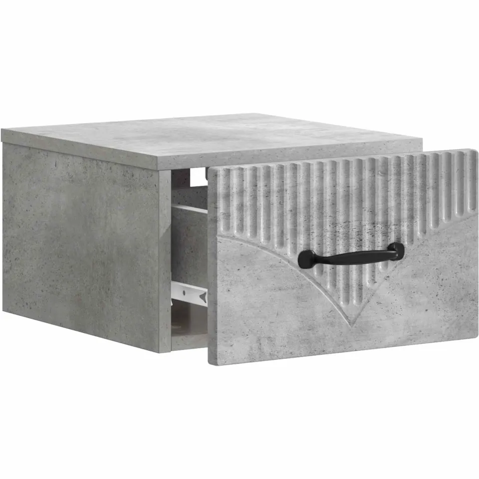 vidaXL Wandbeugel Bedkast Betongrijs 34,5 x 33 x 20 cm Bewerkt hout grijs, foto 3