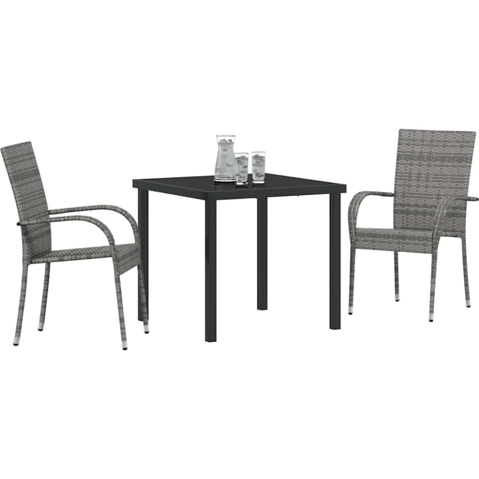 vidaXL Tuin eettafelset 3 st Grijs Gepoedercoat staal