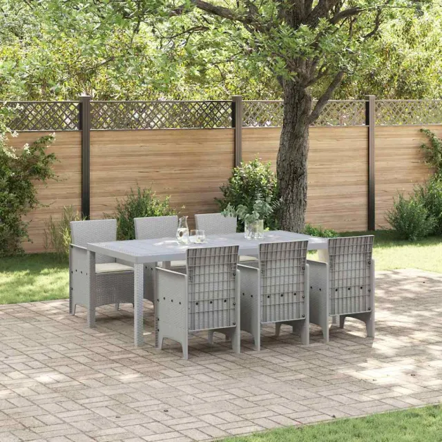 vidaXL Tuin eettafelset 7 st Lichtgrijs Polypropyleen