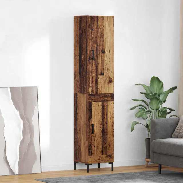vidaXL Hoge kast Oud Hout 34,5 x 34 x 180 cm Bewerkt hout bruin, foto 2