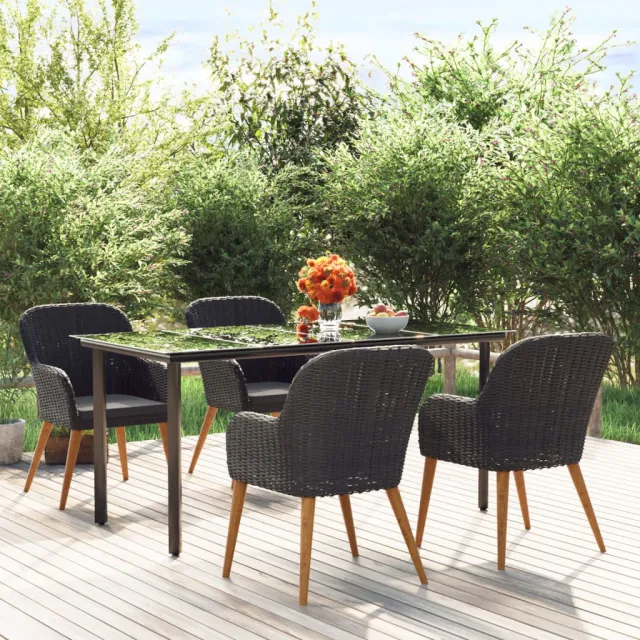 vidaXL 5-delige Tuinset met kussens zwart, foto 2
