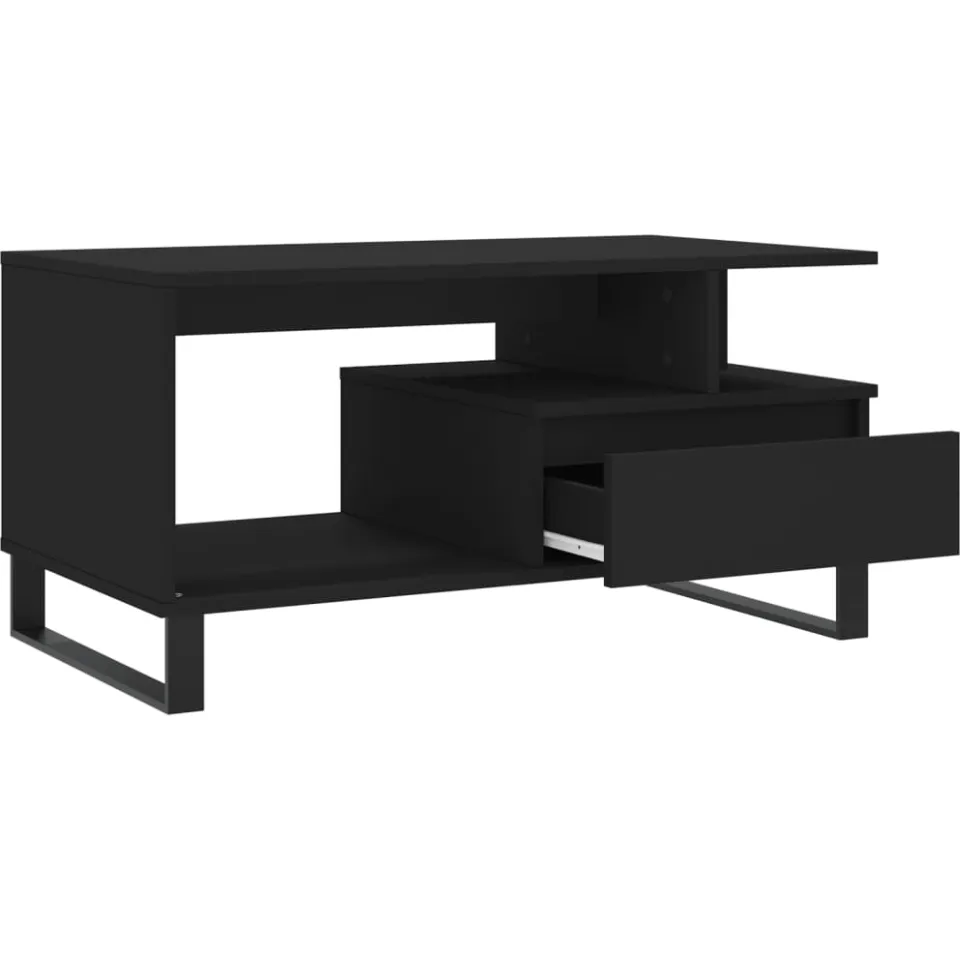 vidaXL Salontafel 90x49x45 cm bewerkt hout zwart, foto 4