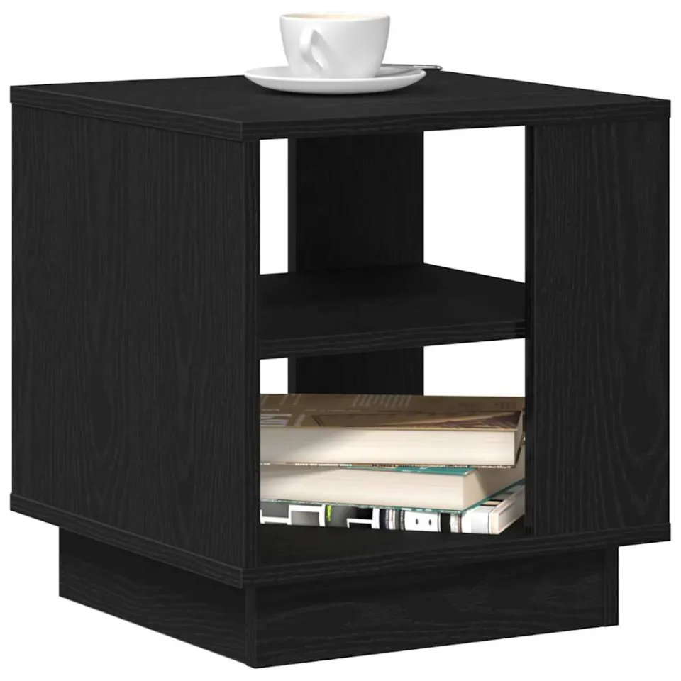 vidaXL Salontafel Zwart Eiken 40 x 40 x 43 cm Bewerkt hout, foto 2