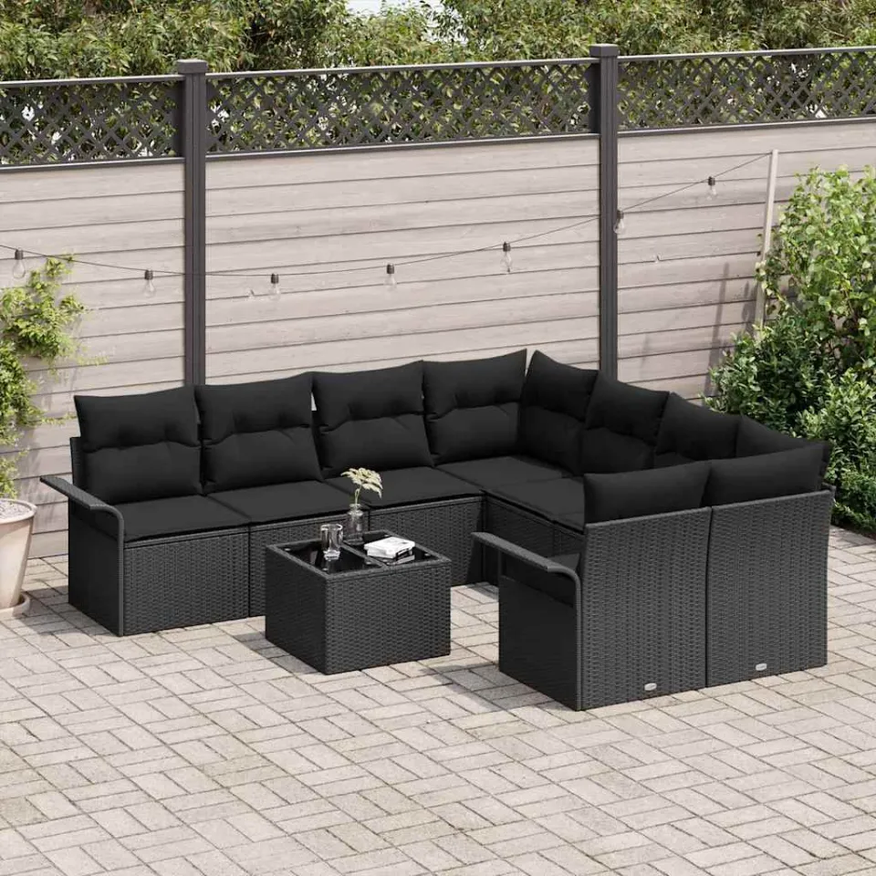 vidaXL Tuin Sofa Set 9 st Zwart poly rattan, foto 3