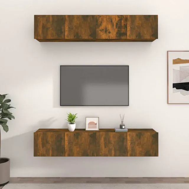vidaXL Tv-meubelen 4 st 80x30x30 cm bewerkt hout gerookt eikenkleur Bruin