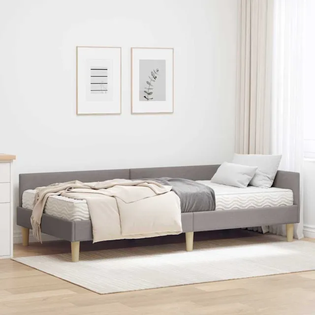 vidaXL Hoekbedframe met Matras 2 st Taupe 90 x 200 cm Stof