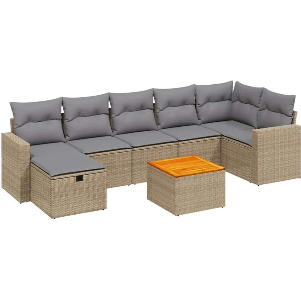 vidaXL Patio Sofa Set 7-zits Mix Beige en Lichtgrijs, foto 3