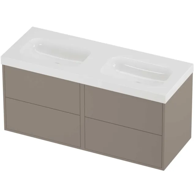 Proline Haga Badmeubelset Polystone Mezza Zonder Gat 120x46x58 cm Glans Wit Clay Beige