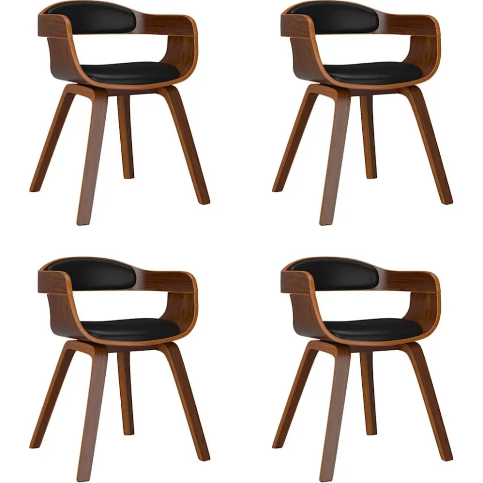 vidaXL Eetkamerstoelen 4 st gebogen hout en kunstleer zwart, foto 3