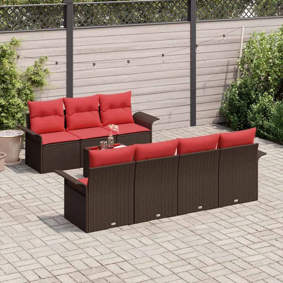 vidaXL Tuin Sofa Set 8 st Bruin poly rattan, foto 3