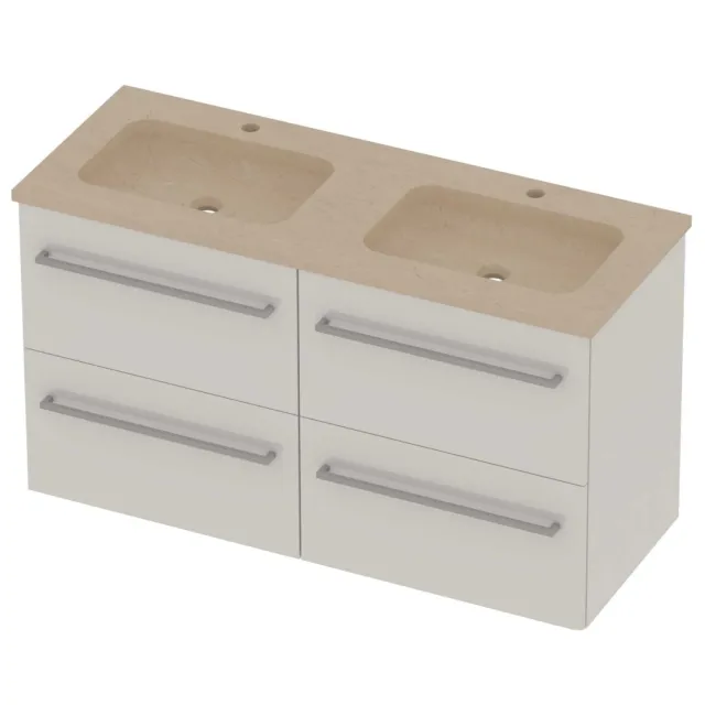Basic-Line Rocky 46 Badmeubelset Hardsteen 120x46x62 cm R46ssdhw2x602 Ice White Sand Stone Beige