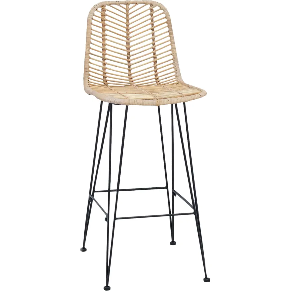 vidaXL Barkruk 2 st Naturel 44 x 53 x 111 cm Riet en IJzer, foto 4