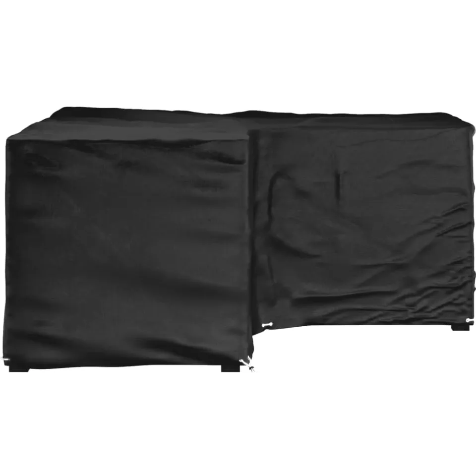 vidaXL Tuinmeubelhoezen met 16 oogjes L-vormig 215x215x90 cm Zwart