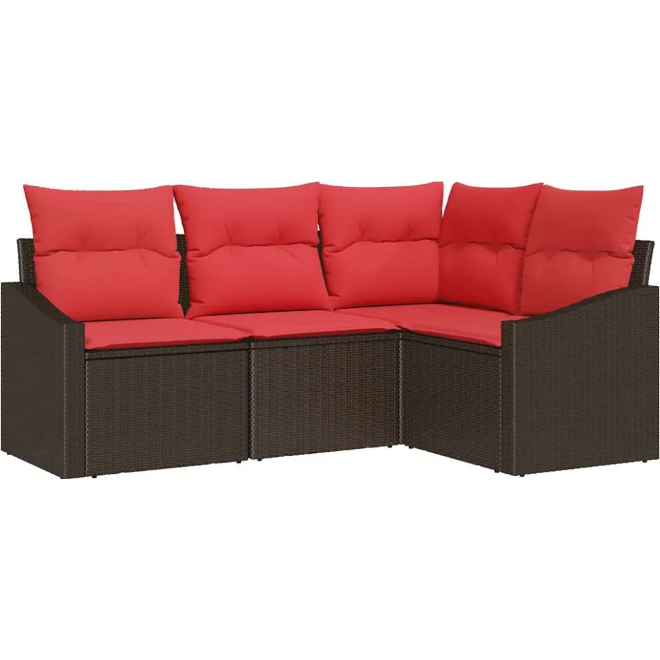 vidaXL Bankstel 4 st Bruin poly rattan