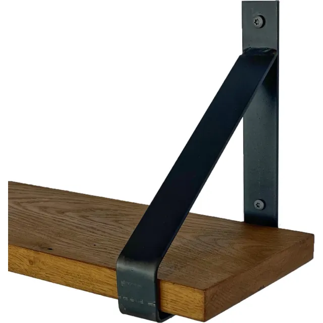 GoudmetHout Wandplank Industrieel - 50 x 20 cm Muurplank - Donker Eiken Hout - Decoratie Wandrek & Boekenrek - Hangplank Keuken - Wall Shelf + 2 Mat Blanke Plankdragers van Staal Donker eiken + Mat blank 20