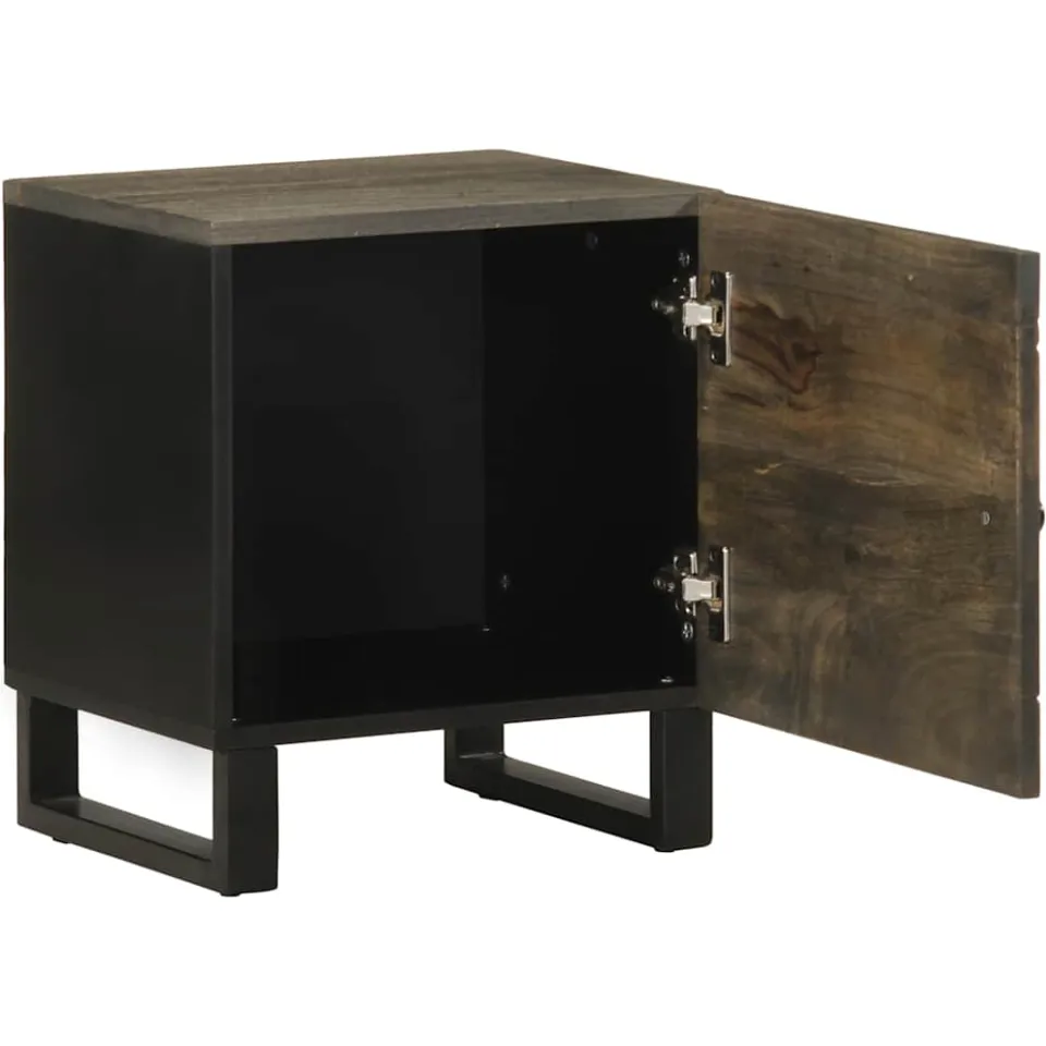 vidaXL Nachtkastjes 2 st 40x33x46 cm massief mangohout zwart, foto 3