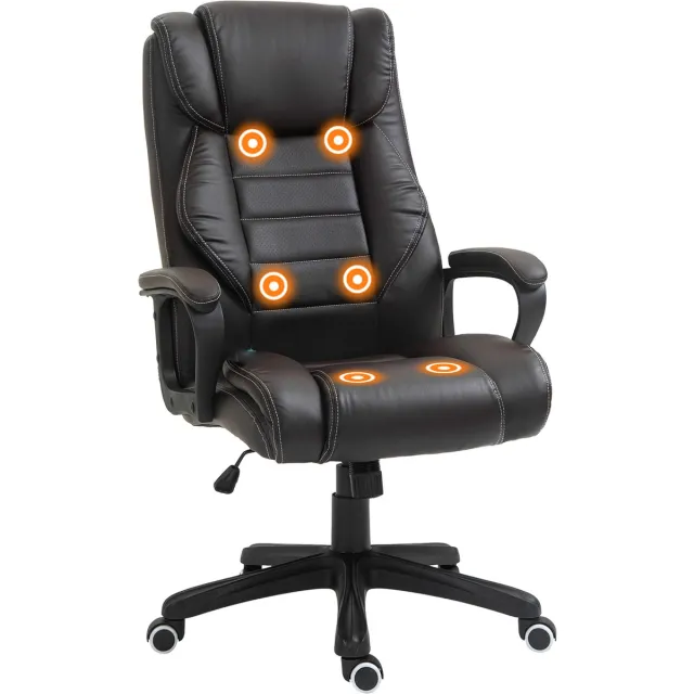 Vinsetto massage bureaustoel - kunstleer - 64x74x120cm - bruin