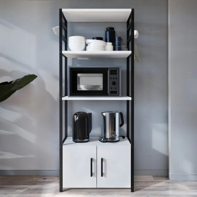 en.casa Keukenkast Arhuni 139x56x30 cm zwart en wit [en.casa]