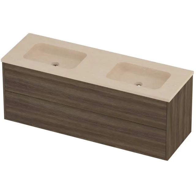 Proline Rollo Badmeubelset Hardsteen Elegant Dubbel 140x46x54 cm Sand Stone Vital Oak Eiken
