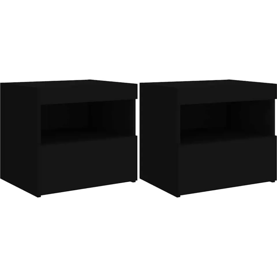 vidaXL Nachtkastjes met LED-verlichting 2 st 50x40x45 cm zwart