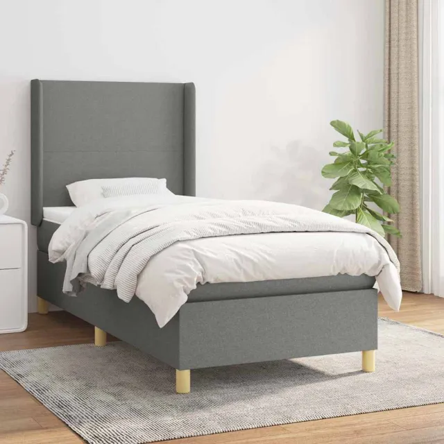 vidaXL Boxspring met matras stof donkergrijs 90x190 cm grijs