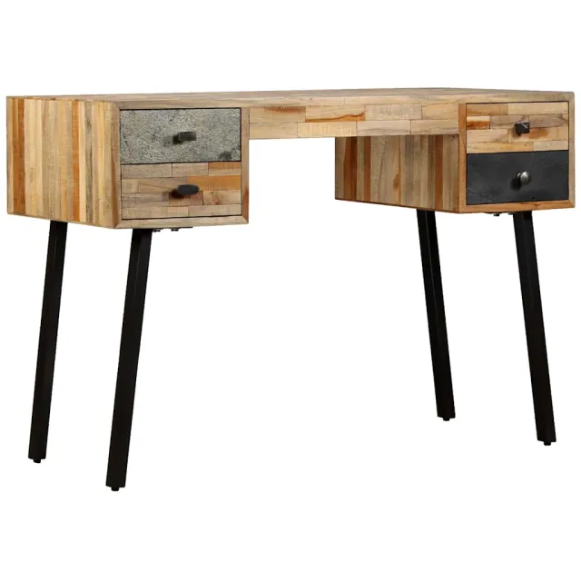 vidaXL Schrijftafel 110x50x76 cm massief gerecycled teakhout Meerkleurig