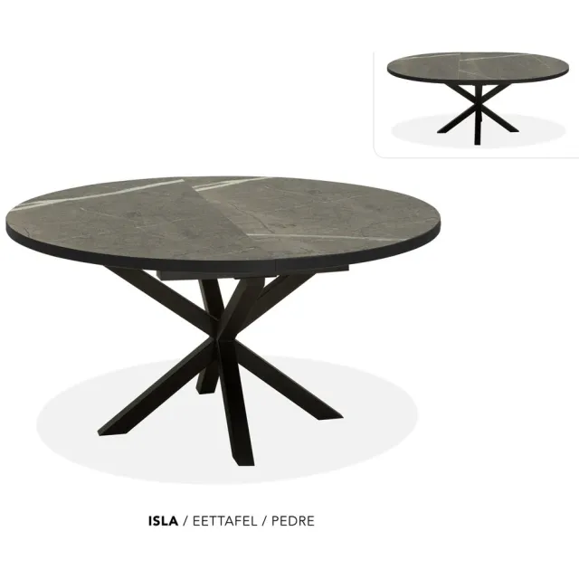Maxfurn Ronde uitschuiftafel 130/170 | Zeer krasvast | Kleur: Pedra
